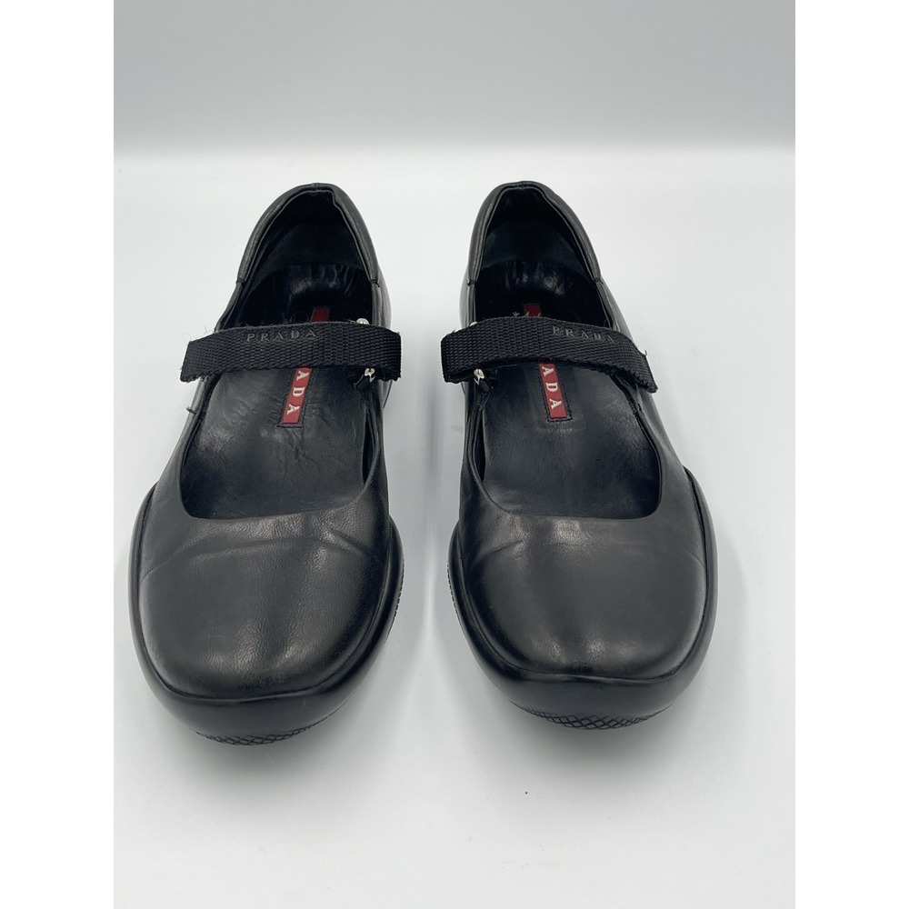 Prada Women's Black Leather Sport Vintage Mary Jane Walking Shoes - 35.5 - Picture 3 of 15